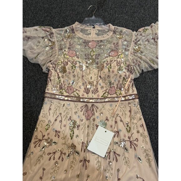 NWT Mac Duggal Floral Sequined Embellished High Neck Butterfly Sleeve Gown SZ 14 - Picture 13 of 14